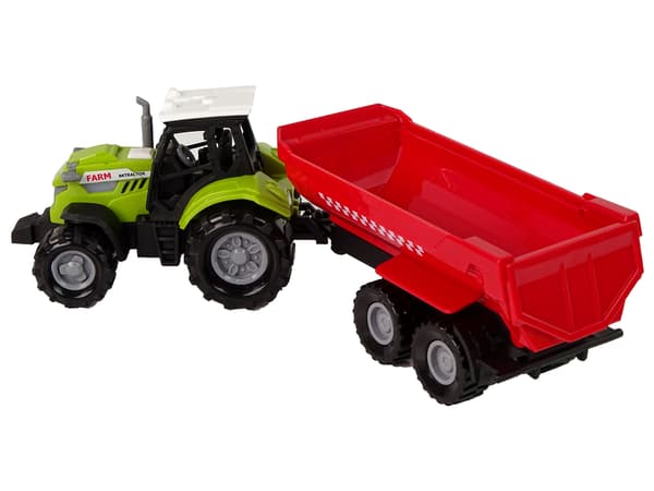 Grön traktor med rött släpljud