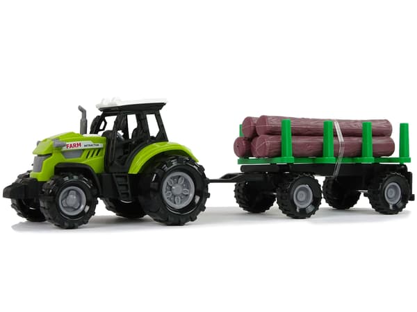 Grön Traktor Trailer Loggar Wood Farm Sound