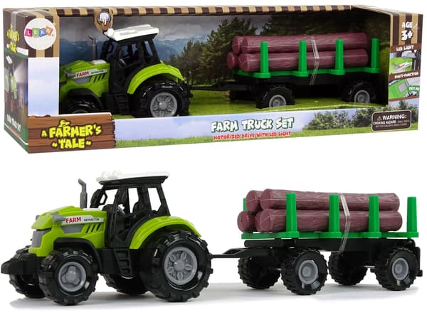 Grön Traktor Trailer Loggar Wood Farm Sound