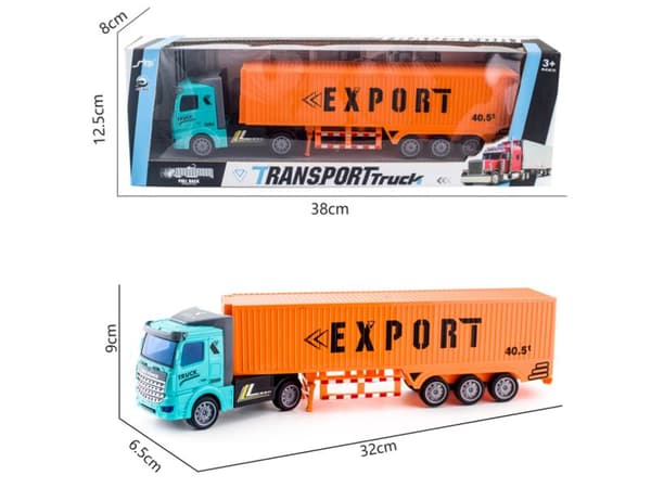 Lastbil, semitrailer - container, lastbil med släp 1:48