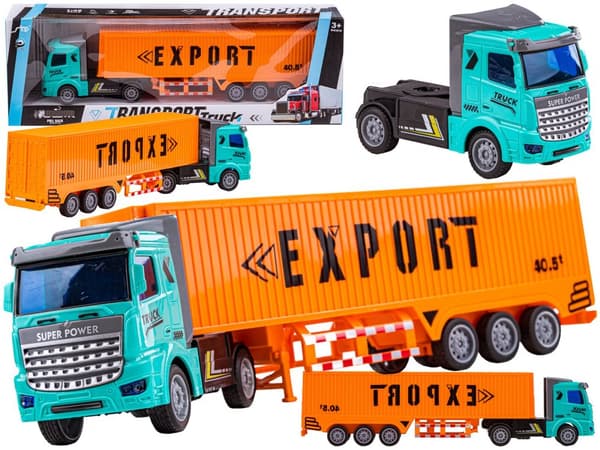 Lastbil, semitrailer - container, lastbil med släp 1:48