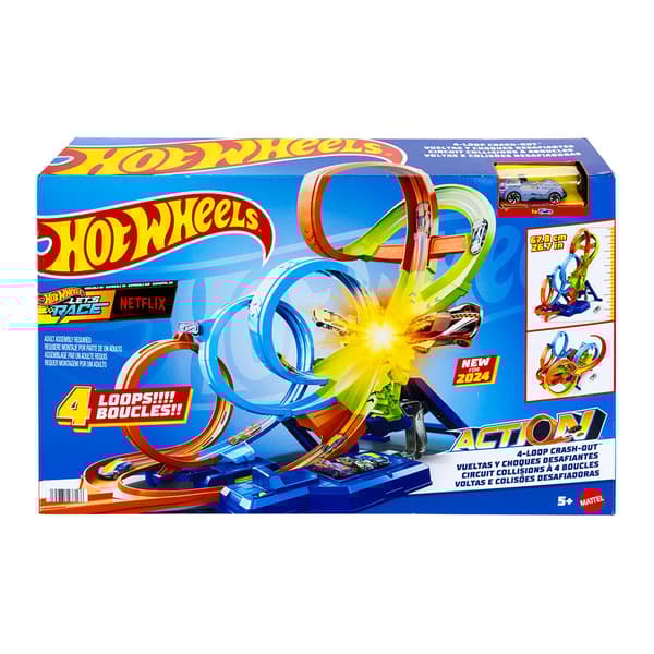 Hot Wheels Åtgärd Ny 4 Loop Krasch Ut