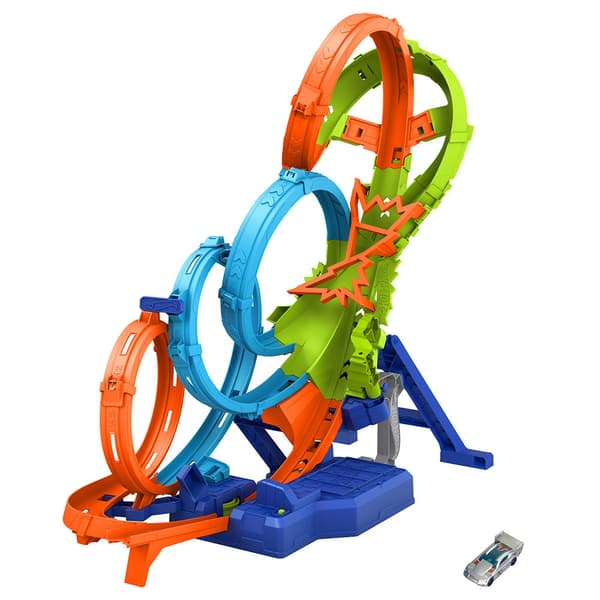 Hot Wheels Åtgärd Ny 4 Loop Krasch Ut