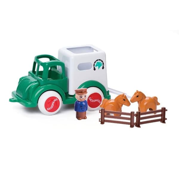 Viking Toys Jumbo Hestetransport 1 Person 2 Heste Hegn (130007)