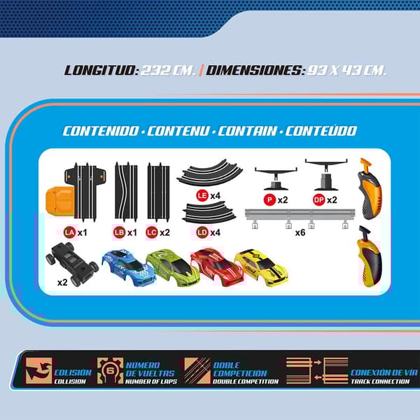 Cb Games Magnetisk Tävlingsbana Med 2 Speed Och 2 Progressiv Kontroller Speed ??& Gå Orange