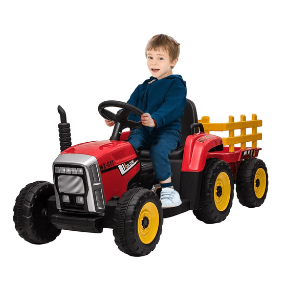 Elektrisk traktor med trailer - rød