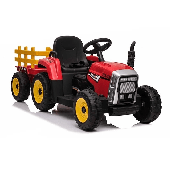 Elektrisk traktor med trailer - rød