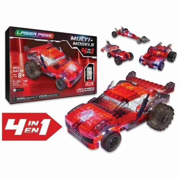 Byggfordon Laser Pegs Red Vehicle - 4 in 1 + 8 år LED Ljus 185 Delar