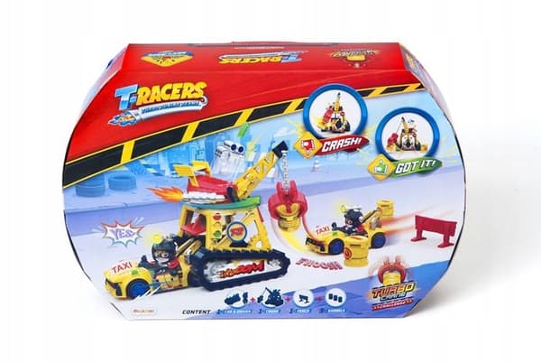 T-RACERS TURBO CRANE CHALLENGE KØRETØJSSÆT KRANFIGUR