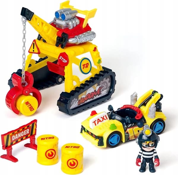 T-RACERS TURBO CRANE CHALLENGE KØRETØJSSÆT KRANFIGUR