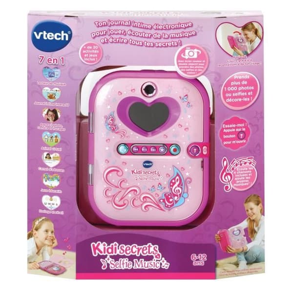 VTECH Kidisecrets Selfie Musik Rosa Elektronisk Dagbok med MP3-spelare för Flickor i Åldrarna 6 till 12