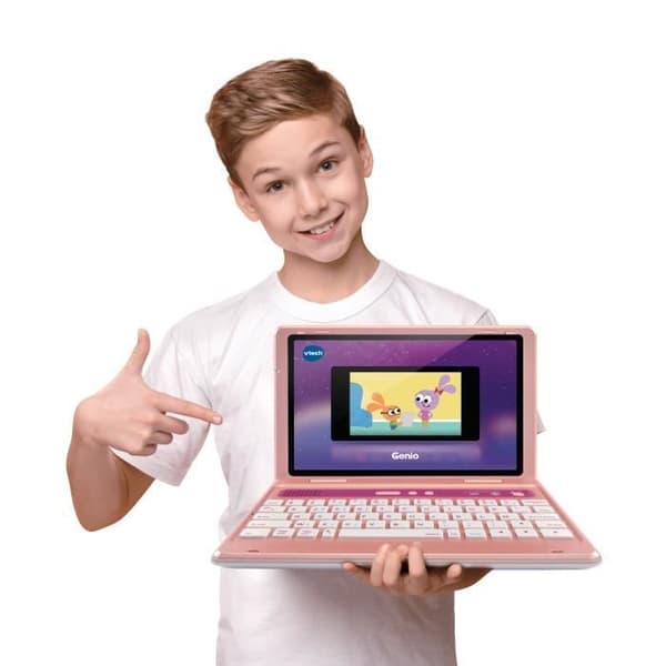 VTECH Genio Barndator - AZERTY Tangentbord, Mus, 5'' Skärm, 8GB Minne - Rosa