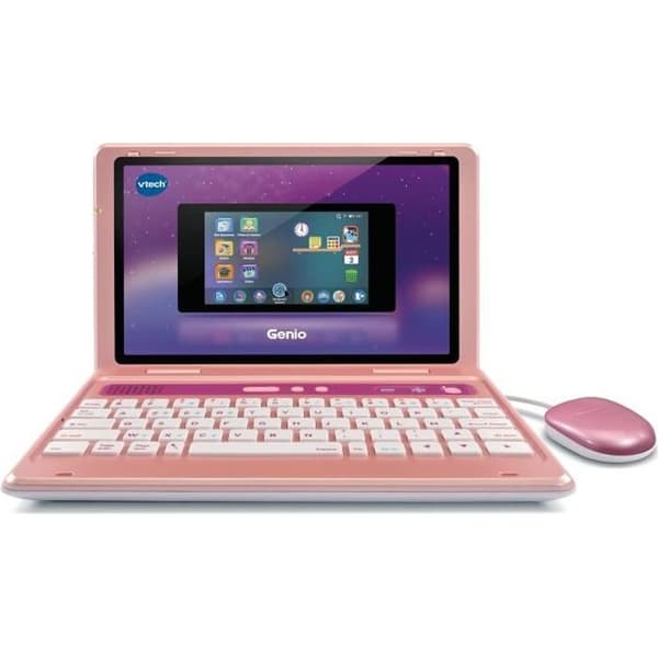 VTECH Genio Barndator - AZERTY Tangentbord, Mus, 5'' Skärm, 8GB Minne - Rosa