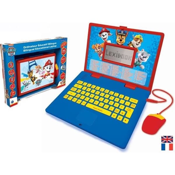 Paw Patrol Tvåspråkig Pedagogisk Dator - LEXIBOOK - 124 aktiviteter Blå, Röd, Gul