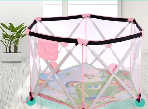 Tavalax Playpen Infant kannettava leikkikehä Vaaleanpunainen