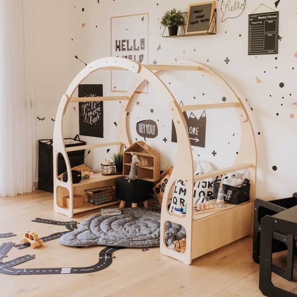 Montessori Lekställning för Barn – Öppen Hylla & Leksakshylla för Småbar