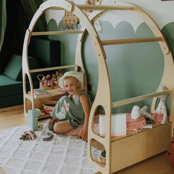 Montessori Lekställning för Barn – Öppen Hylla & Leksakshylla för Småbar