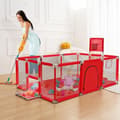 Miniatyrbild 2 av 8: Baby Lekpenna, 180 x 122 x 61cm Lekpenna Barrier, Andningsbart Mesh, Anti-kollision Lekpenna, Baby Lekpenna, Barns Lekpenna, Färg: Röd