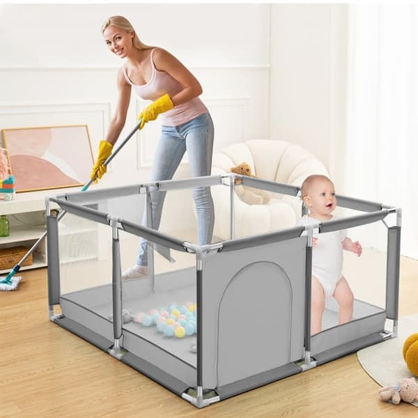 Baby Legeplan Crawl Grid Legeplan med åndbar mesh og lynlås, Farve: Grå, 128cm x 66cm