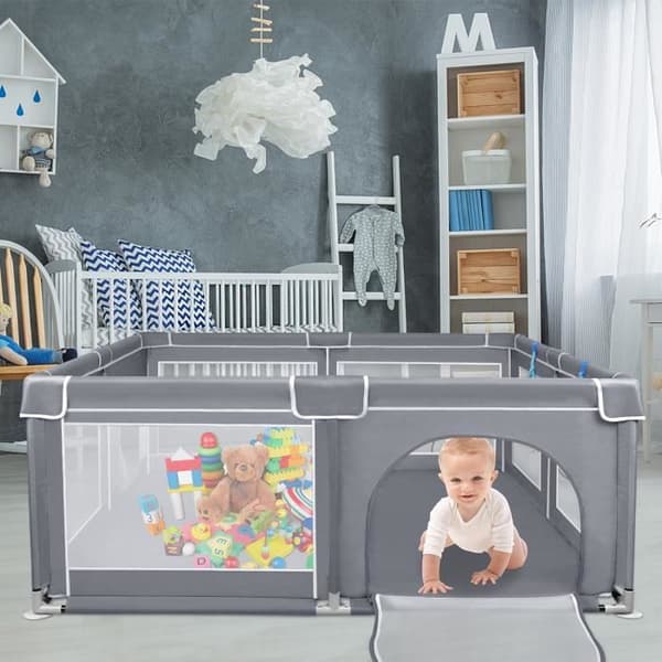 Baby lekhage - XMTECH - 180 x 150 x 68 cm - Grå - Aktivitetscenter - Skyddsgaller för barn
