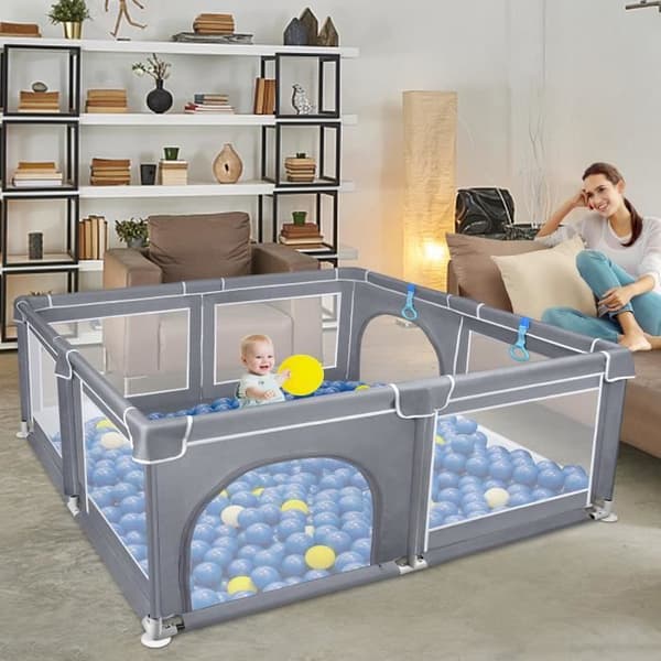 Baby lekhage - XMTECH - 180 x 150 x 68 cm - Grå - Aktivitetscenter - Skyddsgaller för barn