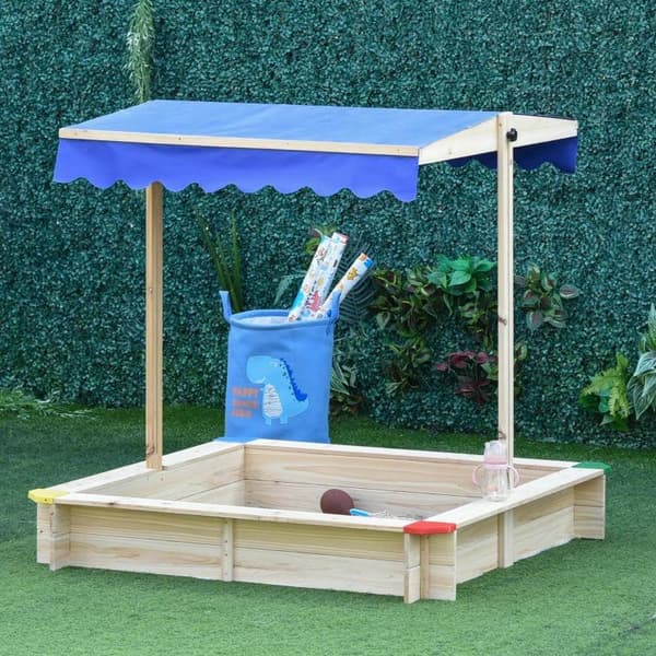 Rootz Kids Sandlåda - Barnsandlåda - Barn Cabana Sandlåda - Taksandlåda - Barnsandlåda - 120 x 120 x 120 cm