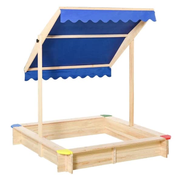 Rootz Kids Sandlåda - Barnsandlåda - Barn Cabana Sandlåda - Taksandlåda - Barnsandlåda - 120 x 120 x 120 cm