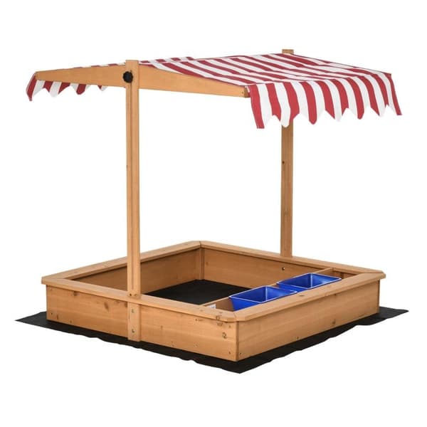 Rootz Sandbox - Træsandkasse til børn - Sandlegestation til børn - Med justerbart højdedæksel - Gul - 107,5 x 107,5 x 110 cm