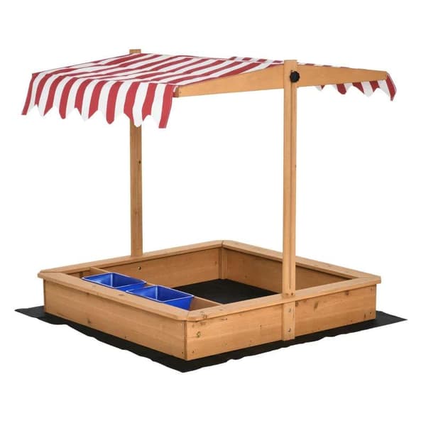 Rootz Sandbox - Træsandkasse til børn - Sandlegestation til børn - Med justerbart højdedæksel - Gul - 107,5 x 107,5 x 110 cm