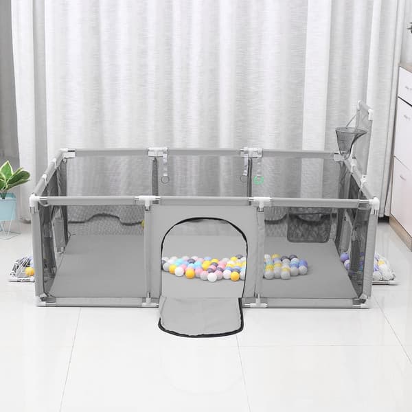 Kravegård Baby Ball Pit Kravegård 181x122x61 cm Babylegetøjslegegård, grå