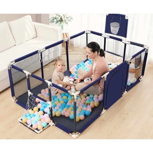 Lekhage Röd Babysäng XXL Säkerhetsstaket grind 124x188x66cm Lekplats för barn inomhus och utomhus - Röd