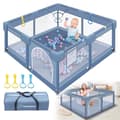 Miniatyrbild 1 av 4: XMTECH Baby lekhage med 30 bollar, Säkerhetslekhage för barn i åldrarna 0 till 3 år med ventilerande mesh, 130x130x66cm, Grå