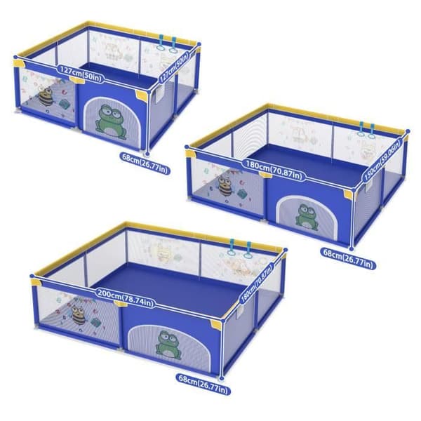 XMTECH Barn Kabelgitter Baby lekhage 127cm inklusive träningsrem Ocean ball Blå