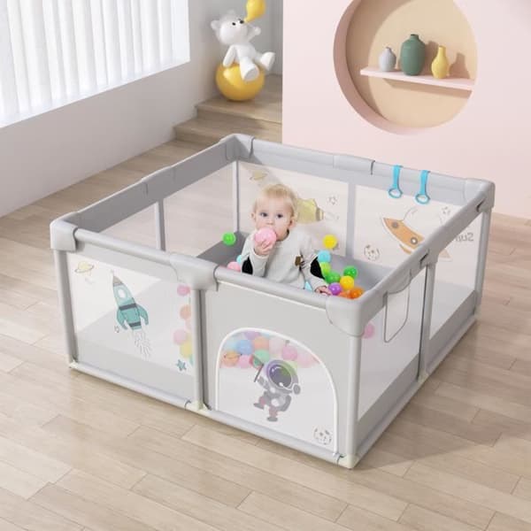 XMTECH Barn Kabelgitter Baby lekhage 180cm inklusive träningsrem Ocean ball Grå