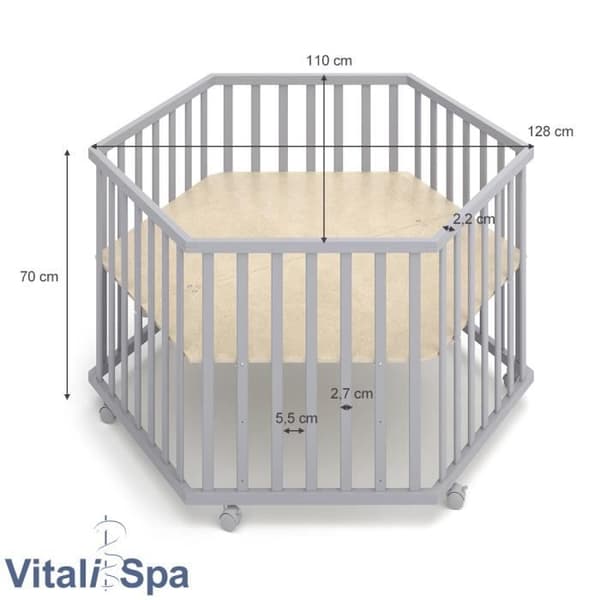 VITALISPA sexkantig babypark, parktorn, park, lekpark