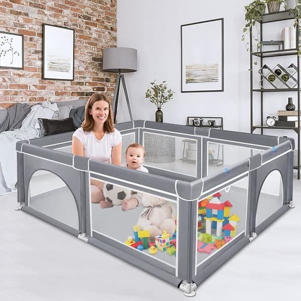 LARS360 Baby lekhage - 180 x 150 cm - Aktivitetscenter - Med halkfri bas - För barn