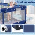 Miniatyrbild 3 av 4: LARS360 Baby lekhage 130cm x 130cm x 66cm, Sängstång Barnskyddsbarriär, Stor säkerhetslekplats - Blå