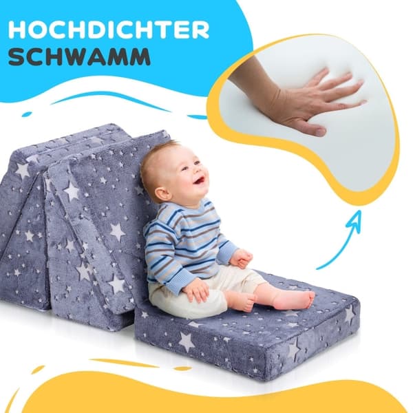 Rootz Legesofa til børn - Transformerende 5-delt sæt - Trapper & forhindringsbane - Stjernemønster - Højdensitetsskum - Nem rengøring - 50W x 50D x 27