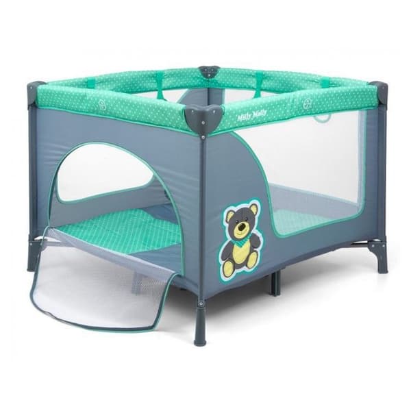 Baby lekhage - MILLY MALLY - Fun Mint Bear - Transparent mesh - Mjuk madrass - Blå
