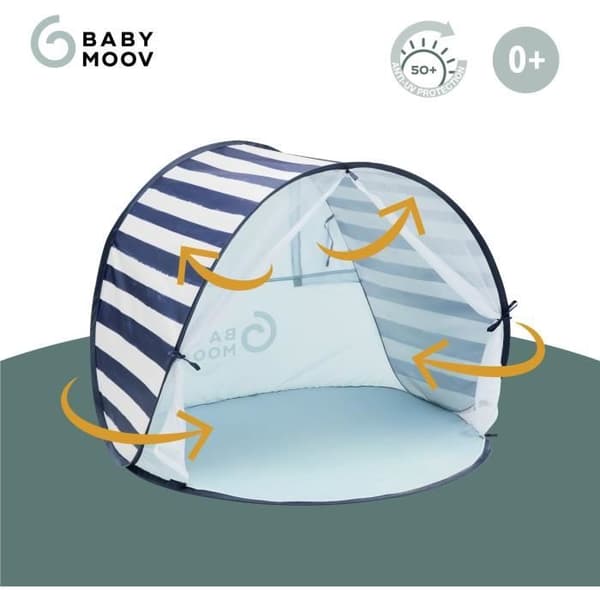 Babymoov Anti-UV tält SPF 50+ Randigt - Integrerat myggnät
