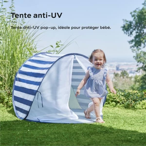 Babymoov Anti-UV tält SPF 50+ Randigt - Integrerat myggnät