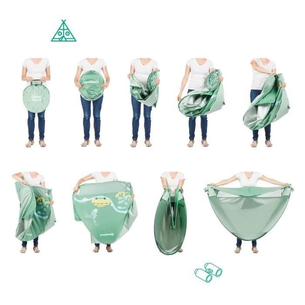 BADABULLE Anti-UV babytält, stort strandtält, högt solskydd SPF 50+, popup-system, grönt