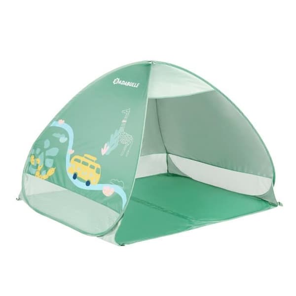 BADABULLE Anti-UV babytält, stort strandtält, högt solskydd SPF 50+, popup-system, grönt