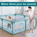 Miniatyrbild 2 av 6: Barn med halkfri bas och andningsbart nät, lekhage med säkerhetsdörr för baby - grön
