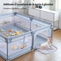 Miniatyrbild 3 av 4: Bädd för baby med halkfri botten och andningsbart nät, lekrum med säkerhetsdörr, lekstängsel för baby - grå