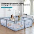 Miniatyrbild 2 av 4: Bädd för baby med halkfri botten och andningsbart nät, lekrum med säkerhetsdörr, lekstängsel för baby - grå