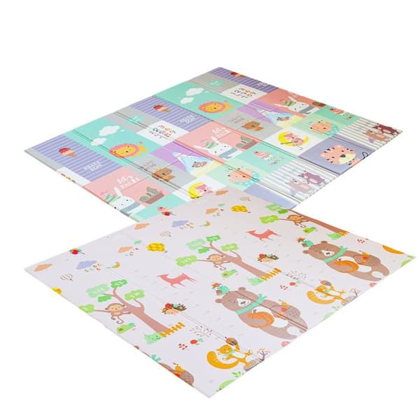 Bebispark med 60 bollar - Med matta - 2 dragringar - Bärbart aktivitetscenter för barn - 180x200x65cm - Grå