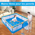 Miniatyrbild 2 av 6: Bebisparker med 60 bollar - Med matta - 2 dragringar - Bärbar aktivitetscenter för barn - 180x200x65cm - Blå