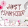 Miniatyrbild 2 av 2: Bröllopsfolieballonger - Just Married - Rosa - 36cm