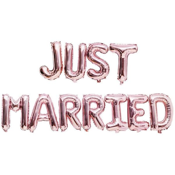 Bröllopsfolieballonger - Just Married - Rosa - 36cm